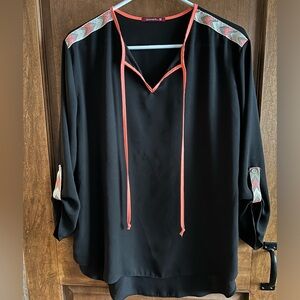 Large black and pink Aztec blouse